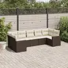 Image de vidaXL Salon de jardin avec coussins 7 pcs marron résine tressée