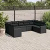 Image de vidaXL Salon de jardin 9 pcs avec coussins noir résine tressée