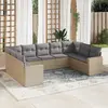 Image de vidaXL Salon de jardin avec coussins 9 pcs beige résine tressée