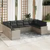 Image de vidaXL Salon de jardin 9 pcs avec coussins gris clair résine tressée