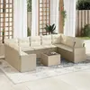 Image de vidaXL Salon de jardin avec coussins 10 pcs beige résine tressée