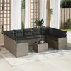 Image de vidaXL Salon de jardin avec coussins 10 pcs gris résine tressée