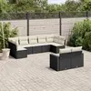 Image de vidaXL Salon de jardin 9 pcs avec coussins noir résine tressée