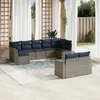 Image de vidaXL Salon de jardin 9 pcs avec coussins gris résine tressée