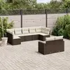 Image de vidaXL Salon de jardin avec coussins 9 pcs marron résine tressée