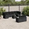 Image de vidaXL Salon de jardin 10 pcs avec coussins noir résine tressée