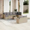 Image de vidaXL Salon de jardin avec coussins 10 pcs beige résine tressée