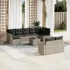 Image de vidaXL Salon de jardin avec coussins 10 pcs gris clair résine tressée