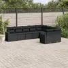 Image de vidaXL Salon de jardin 9 pcs avec coussins noir résine tressée