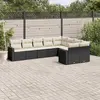 Image de vidaXL Salon de jardin 9 pcs avec coussins noir résine tressée