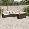 Image de vidaXL Salon de jardin avec coussins 9 pcs marron résine tressée