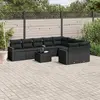 Image de vidaXL Salon de jardin 10 pcs avec coussins noir résine tressée
