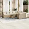 Image de vidaXL Salon de jardin avec coussins 10 pcs beige résine tressée
