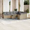 Image de vidaXL Salon de jardin avec coussins 10 pcs beige résine tressée