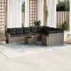 Image de vidaXL Salon de jardin avec coussins 10 pcs gris résine tressée