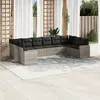 Image de vidaXL Salon de jardin avec coussins 10 pcs gris clair résine tressée