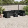 Image de vidaXL Salon de jardin 11 pcs avec coussins noir résine tressée