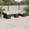 Image de vidaXL Salon de jardin 11 pcs avec coussins noir résine tressée