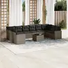 Image de vidaXL Salon de jardin 11 pcs avec coussins gris résine tressée