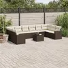 Image de vidaXL Salon de jardin et coussins 11 pcs marron résine tressée