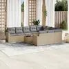 Image de vidaXL Salon de jardin 11 pcs avec coussins beige résine tressée