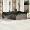 Image de vidaXL Salon de jardin 11 pcs avec coussins gris résine tressée