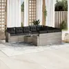 Image de vidaXL Salon de jardin 11 pcs avec coussins gris clair résine tressée