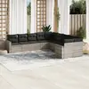 Image de vidaXL Salon de jardin avec coussins 10 pcs gris clair résine tressée