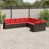 Image de vidaXL Salon de jardin 10 pcs avec coussins marron résine tressée