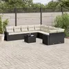 Image de vidaXL Salon de jardin 11 pcs avec coussins noir résine tressée