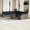 Image de vidaXL Salon de jardin 11 pcs avec coussins gris résine tressée