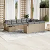Image de vidaXL Salon de jardin 11 pcs avec coussins beige résine tressée