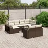 Image de vidaXL Salon de jardin et coussins 11 pcs marron résine tressée