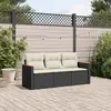 Image de vidaXL Salon de jardin 3 pcs avec coussins noir résine tressée