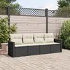Image de vidaXL Salon de jardin 4 pcs avec coussins noir résine tressée