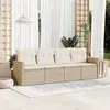 Image de vidaXL Salon de jardin avec coussins 4 pcs beige résine tressée