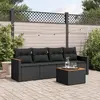 Image de vidaXL Salon de jardin 5 pcs avec coussins noir résine tressée