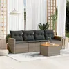 Image de vidaXL Salon de jardin 5 pcs avec coussins gris résine tressée