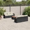 Image de vidaXL Salon de jardin 7 pcs avec coussins noir résine tressée