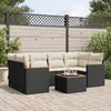 Image de vidaXL Salon de jardin 7 pcs avec coussins noir résine tressée