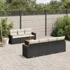 Image de vidaXL Salon de jardin 8 pcs avec coussins noir résine tressée