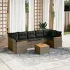 Image de vidaXL Salon de jardin 8 pcs avec coussins gris résine tressée