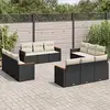 Image de vidaXL Salon de jardin 12 pcs avec coussins noir résine tressée