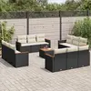 Image de vidaXL Salon de jardin avec coussins 13 pcs noir résine tressée