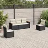 Image de vidaXL Salon de jardin 5 pcs avec coussins noir résine tressée