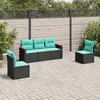 Image de vidaXL Salon de jardin 5 pcs avec coussins noir résine tressée