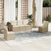 Image de vidaXL Salon de jardin avec coussins 5 pcs beige résine tressée
