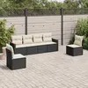 Image de vidaXL Salon de jardin 6 pcs avec coussins noir résine tressée