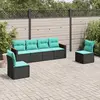 Image de vidaXL Salon de jardin 6 pcs avec coussins noir résine tressée