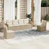 Image de vidaXL Salon de jardin avec coussins 6 pcs beige résine tressée